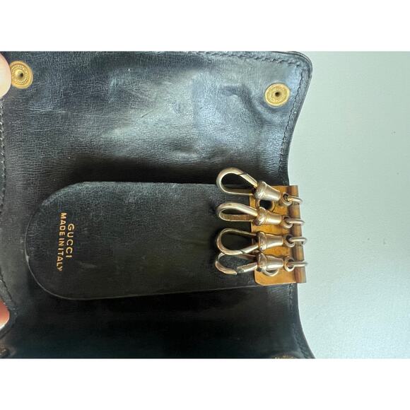 Authentic GUCCI VNTG Blue Canvas Leather 6 Key holder Wallet - Picture 2 of 3